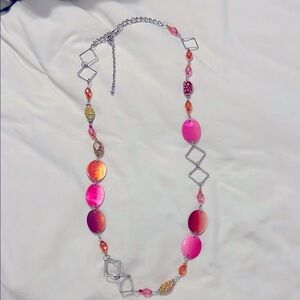 Pink and Orange Geometric Necklace